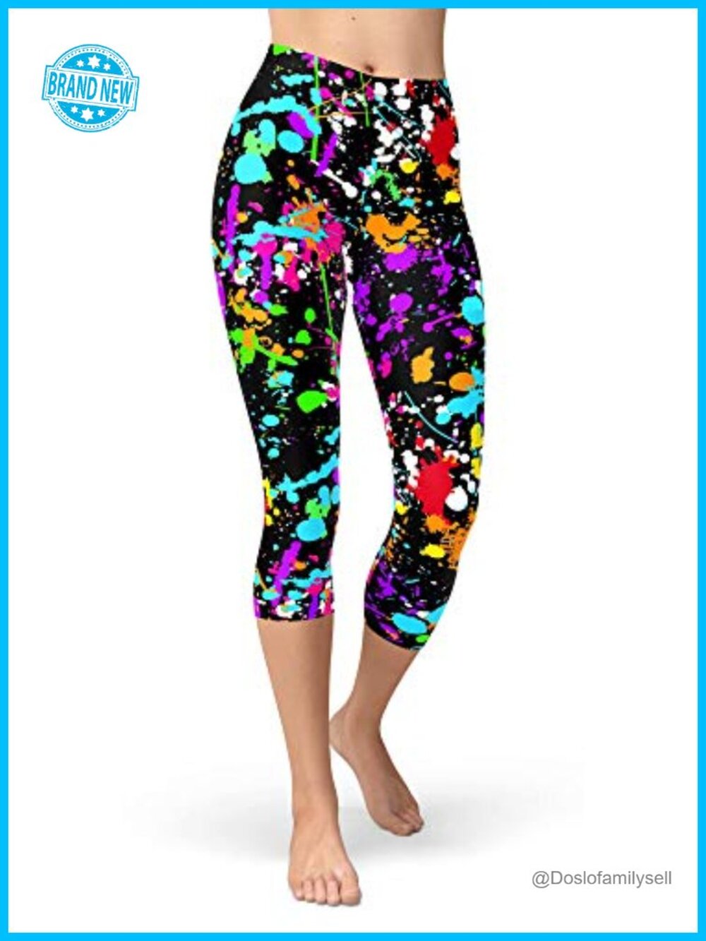 Women's Buttery Soft Cropped Capri Leggings Artistic Splash Print
